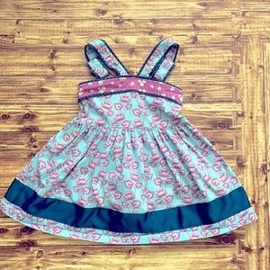 Matilda Jane size 6 Top with adjustable straps blue purple print EUC